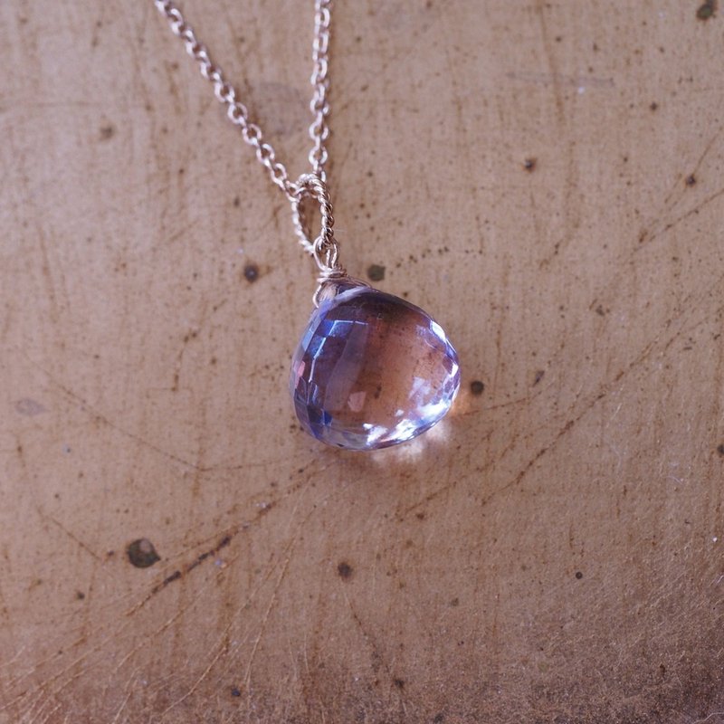 14K GF 天然紫黃晶 超美水滴刻面 手工項鍊 Ametrine Necklace - 項鍊 - 半寶石 紫色