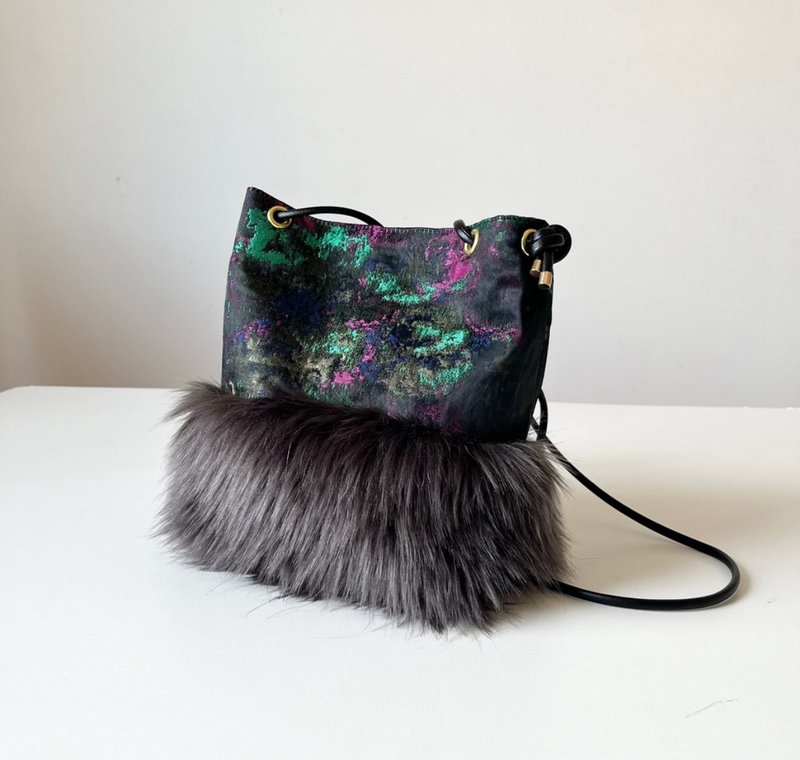 2way Eco fur x abstract pattern mini bag - Messenger Bags & Sling Bags - Other Man-Made Fibers Multicolor