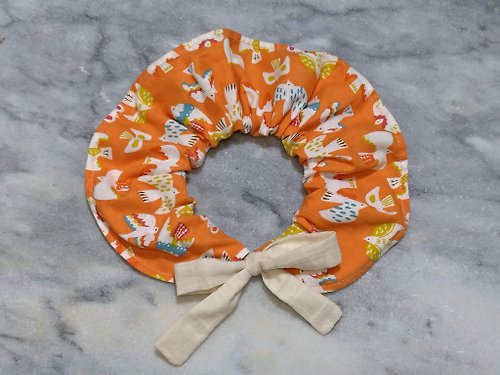 非玩布可-手作布雜貨 Play-handmade groceries 橘色小鳥 寵物綁帶領巾【P230501】