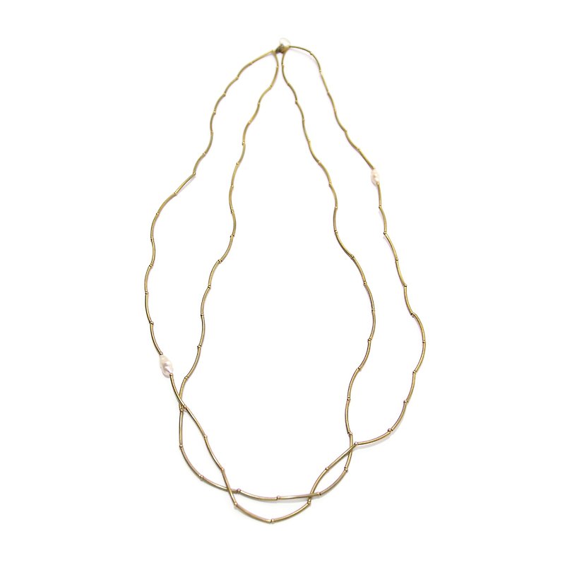 BAROQUE PEARL 2WAY NECKLACE - Necklaces - Pearl Gold