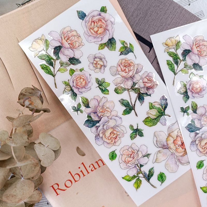148 梔子花2  Gardenia jasminoides2/ 轉印貼紙Transfer Sticker - 貼紙 - 其他材質 多色