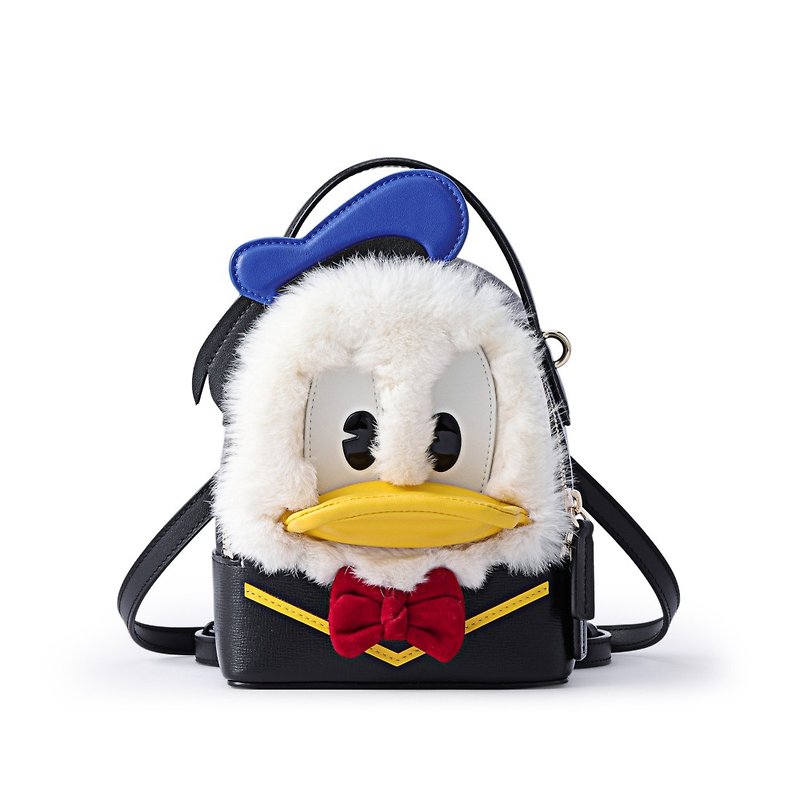 Donald Duck Jacquard with Leather Backpack - Backpacks - Genuine Leather Blue
