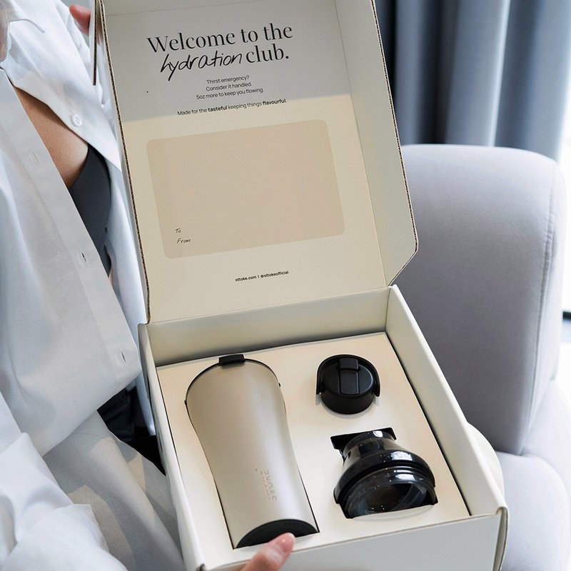 【STTOKE】Thirst Aid Kits 精品陶瓷保溫杯16oz 擴充蓋禮盒組 - 保溫瓶/保溫杯 - 不鏽鋼 灰色