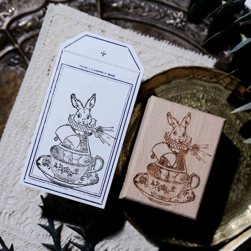 Rabbit Afternoon Tea Usagi Magical Fantasy Wood Notebook Stamp - Stamps & Stamp Pads - Wood 