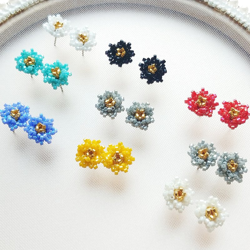 Tiny Flower Stud Earrings - Earrings & Clip-ons - Other Materials Multicolor