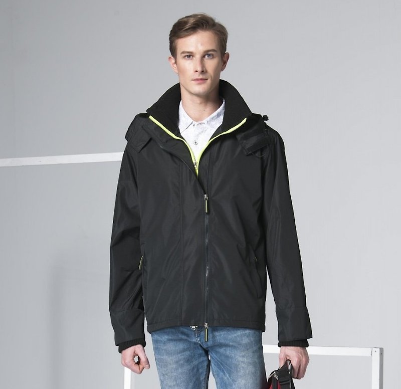 Windbreaker jacket Christmas exchange gift - เสื้อโค้ทผู้ชาย - เส้นใยสังเคราะห์ สีดำ