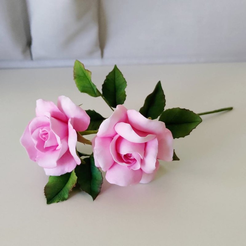 黏土手作 ATO37 粉紅色玫瑰花 - 擺飾/家飾品 - 其他材質 