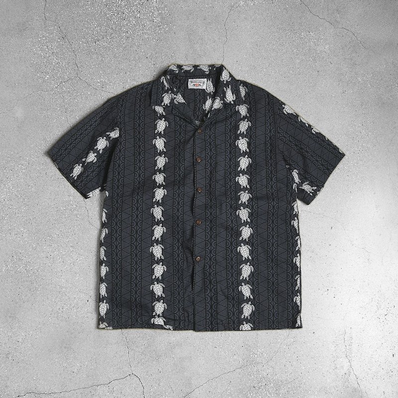 Vintage Aloha Shirts - เสื้อเชิ้ตผู้ชาย - ผ้าฝ้าย/ผ้าลินิน สีดำ