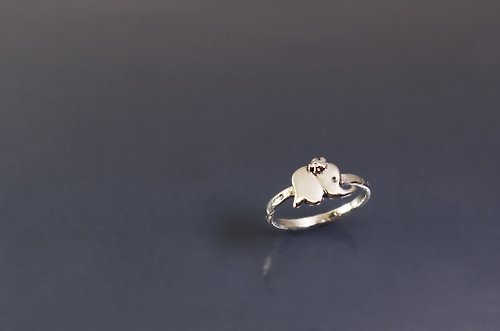 Maple jewelry design 動物系列-新款小花象925銀戒