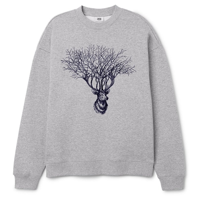 Deer  Tree gray sweatshirt - Women's Tops - Cotton & Hemp Gray
