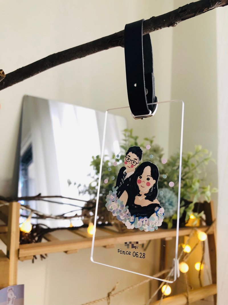 似顏繪插畫-客製化行李吊牌-婚禮小物紀念品 - 行李吊牌 - 其他材質 