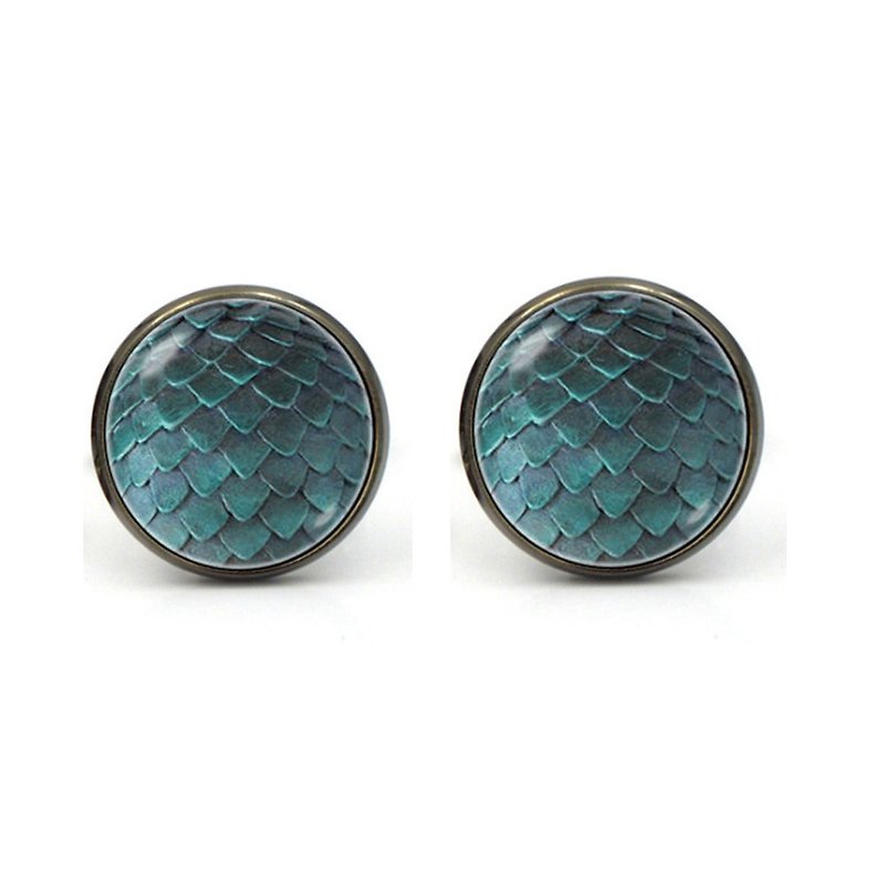 Dragon Scale Cufflinks 龍鱗袖扣 KC10202 ** Free Gift ** - Cuff Links - Other Metals Black