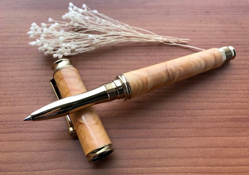 Wooden hand-made fountain pen/ball pen - ไส้ปากกาโรลเลอร์บอล - ไม้ สีกากี