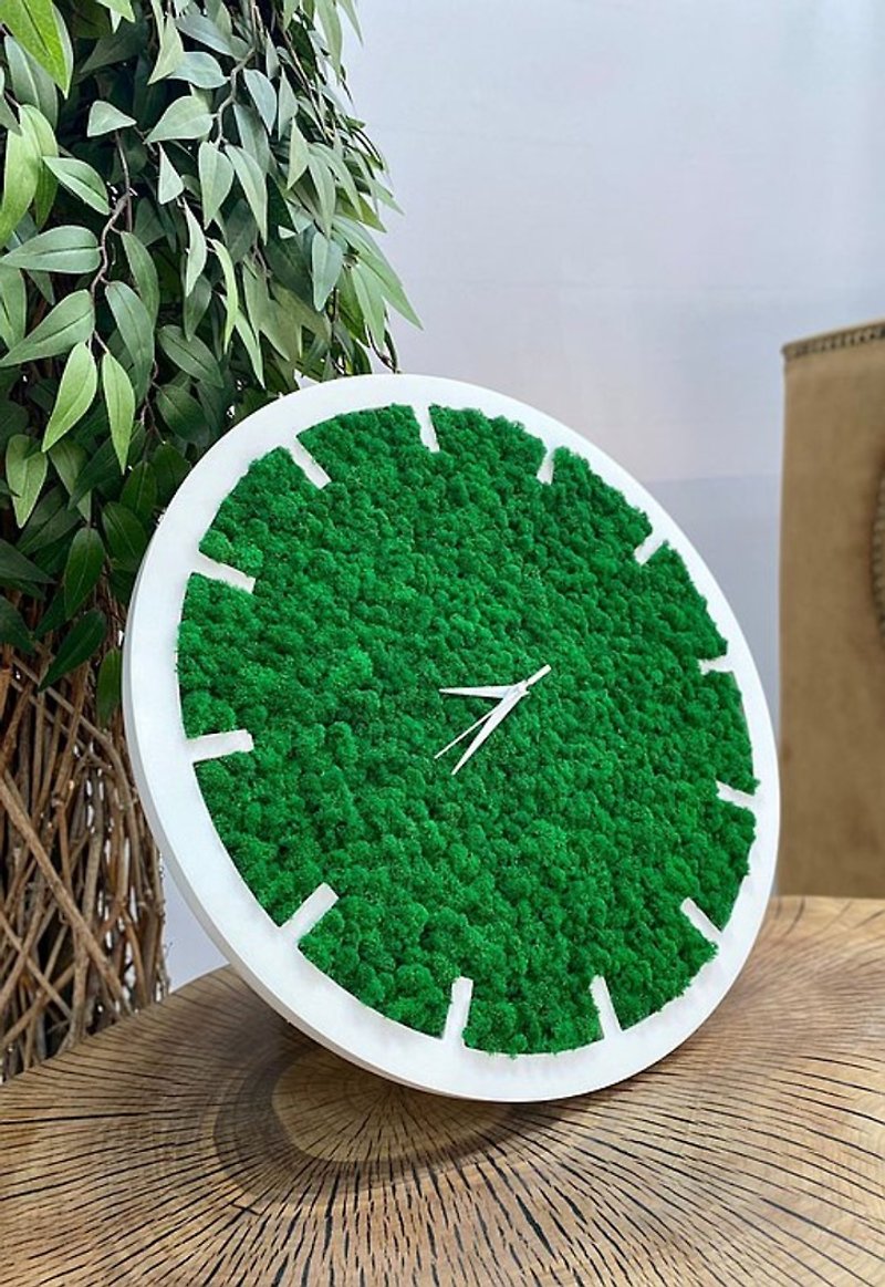 Moss wall clock, moss decor, green decor, eco decor - นาฬิกา - พืช/ดอกไม้ 