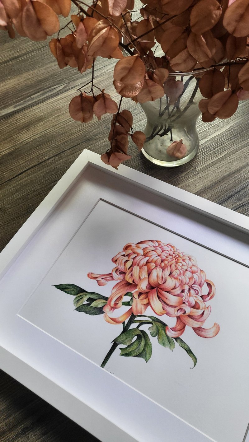 菊手繪框飾掛件 - 擺飾/家飾品 - 紙 
