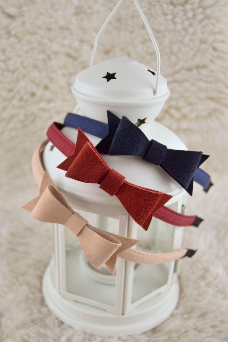 Red Blue and Pink Hard Headbands for Girls, Leather Bow Headband, Toddler Girl Headband, Gift for Girls, Handmade Leather Bows - เครื่องประดับผม - หนังแท้ สีแดง