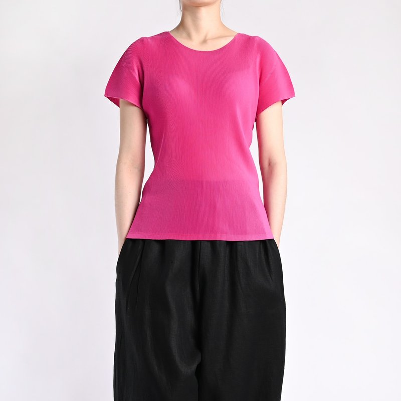 PLEATS PLEAST 褶衣上衣 / 三宅摺衣、三宅一生、皺摺衣 - 女上衣/長袖上衣 - 棉．麻 粉紅色