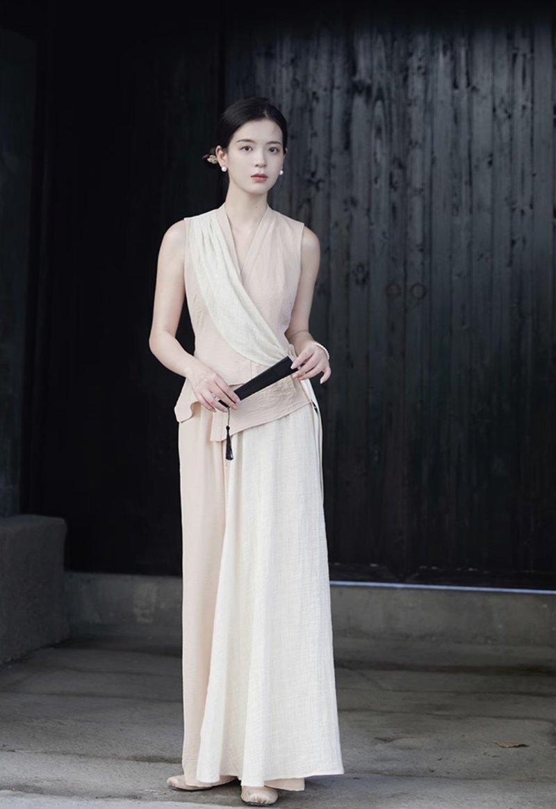 蘭心 新中式禪意上衣 闊腿裙褲套裝 手工製 - 女上衣/長袖上衣 - 其他材質 