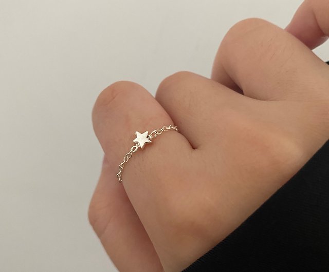 Small star chain ring star Silver 925 handmade personalized - Shop