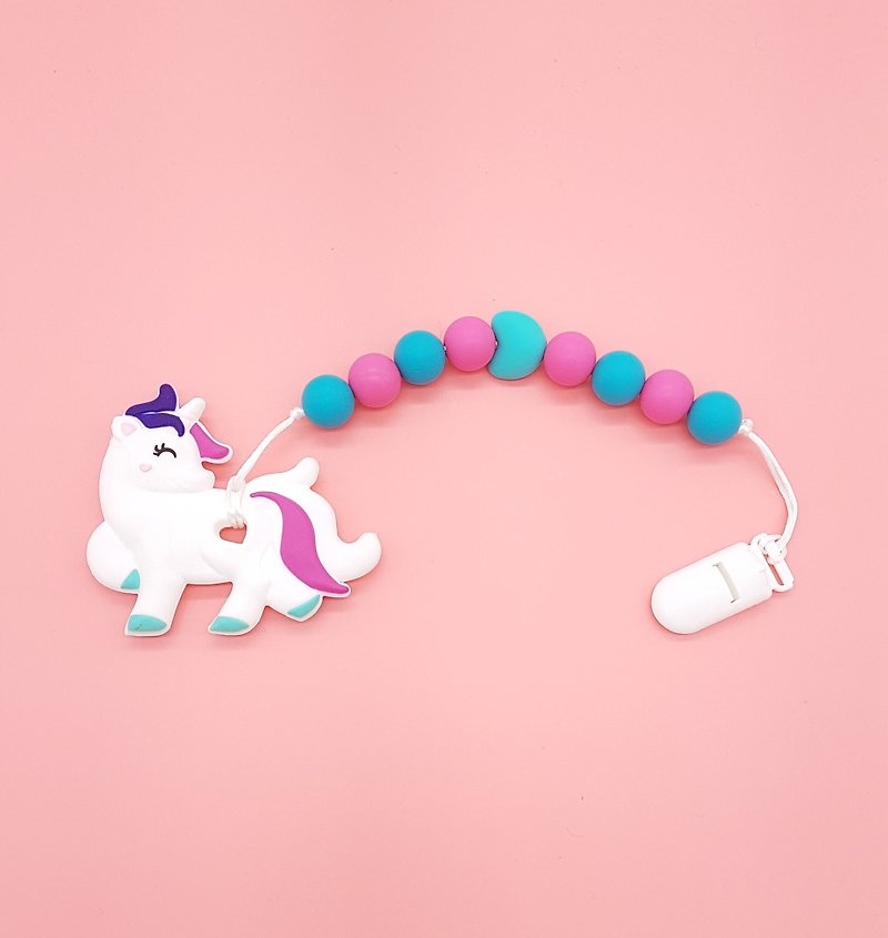 Baby Teether Clip Set - Hot Pink Unicorn - Other - Silicone 