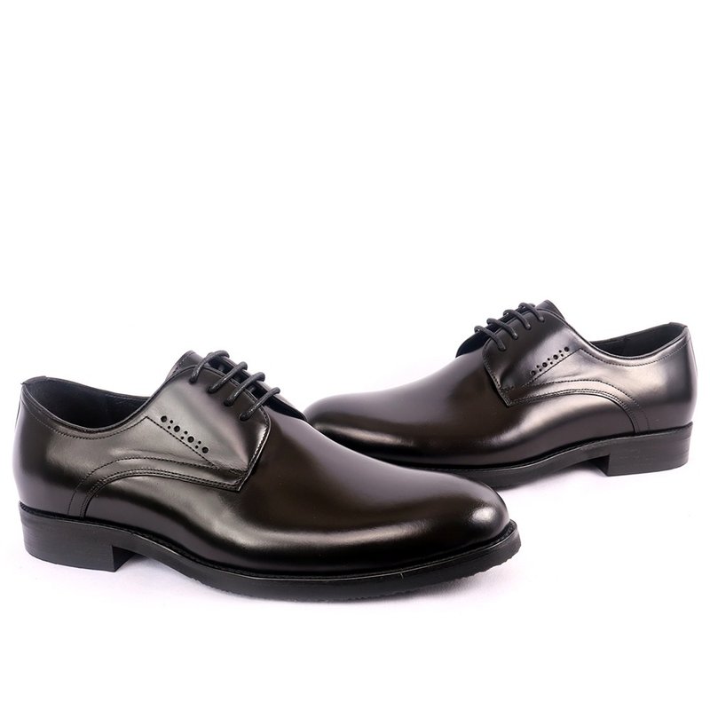 sixlips British elegant derby shoes black - รองเท้าหนังผู้ชาย - หนังแท้ สีดำ