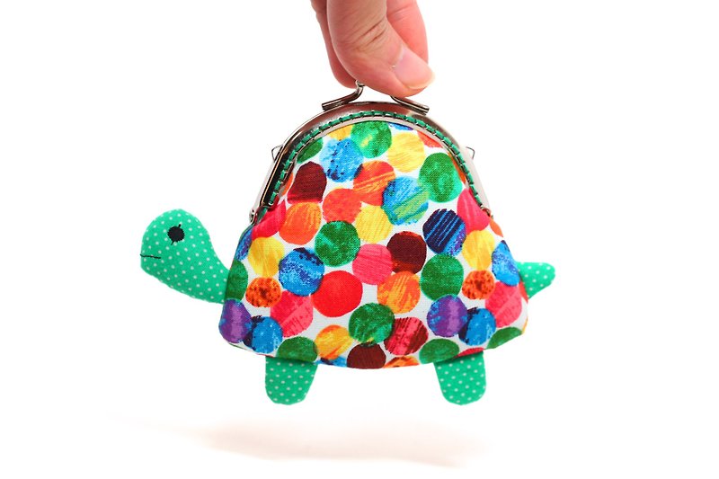 Cute little turtle coin bag - กระเป๋าใส่เหรียญ - ผ้าฝ้าย/ผ้าลินิน สีเขียว
