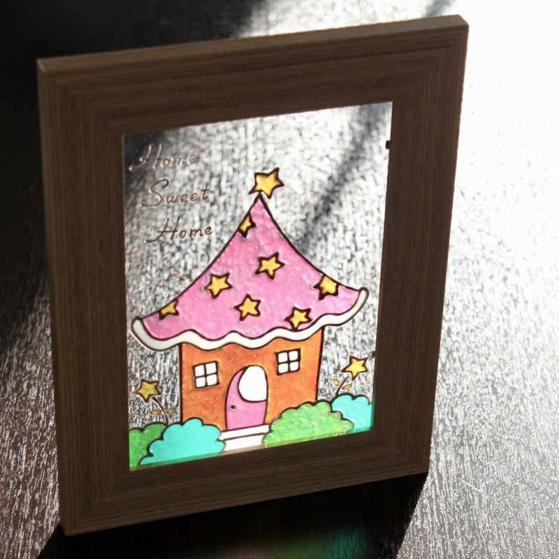 Cute Star Cottage Stained Glass Painting・Customized Art Gift for Wedding - ของวางตกแต่ง - แก้ว หลากหลายสี