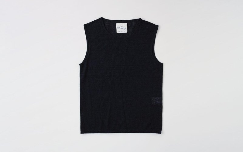 Linen wool underwear Sleeveless (Black Ladies L size) - ชุดชั้นในผู้หญิง - ผ้าฝ้าย/ผ้าลินิน สีดำ