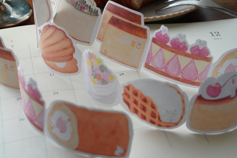 異想天開的甜點 遊び心あふれるデザート 造型標籤卷 Ivy Snow - 貼紙 - 紙 藍色