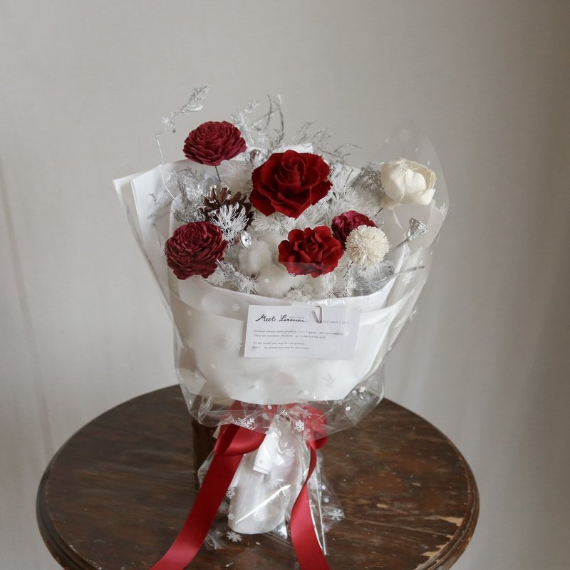 【遇見恆久】冬季告白永生玫瑰聖誕花束 - 乾燥花/永生花 - 植物．花 