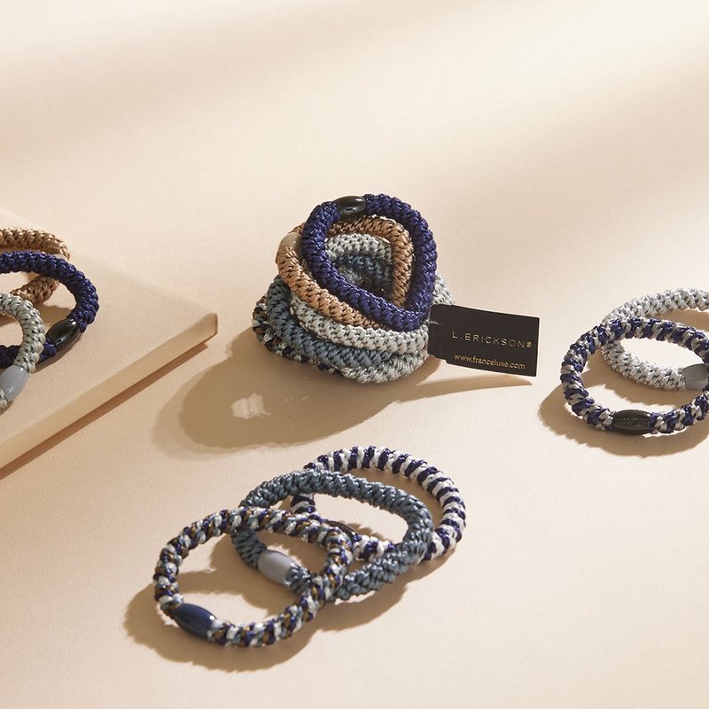 【L. ERICKSON 官方旗艦】 粗版 彈力髮圈 8入 || 小水手 || - 髮夾/髮圈 - 其他材質 藍色