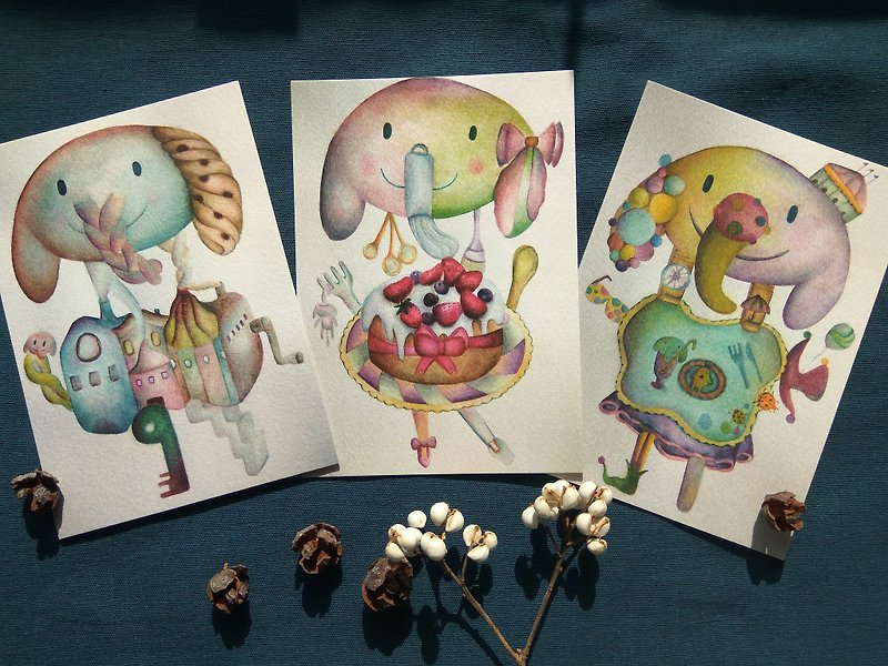 Slowly like retro style watercolor series-sweet gift footprints of life on the circus table - Cards & Postcards - Paper 