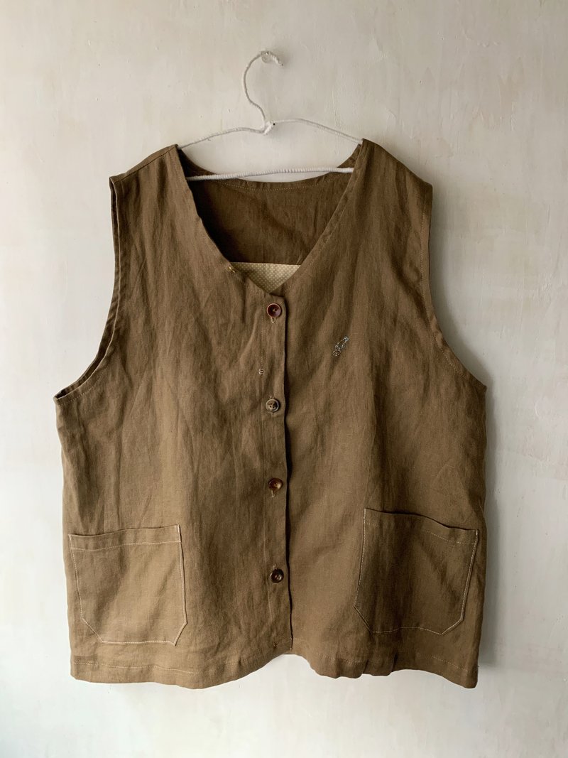 Vest--flying posture Linen - เสื้อกั๊กผู้หญิง - ผ้าฝ้าย/ผ้าลินิน 