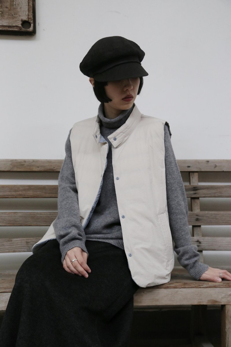 【両面着用できるダウンベスト】寒い季節の必須アイテム   秋冬ダウンベスト　ベージュ+青 　251109-1 - 女大衣/外套 - 其他材質 白色