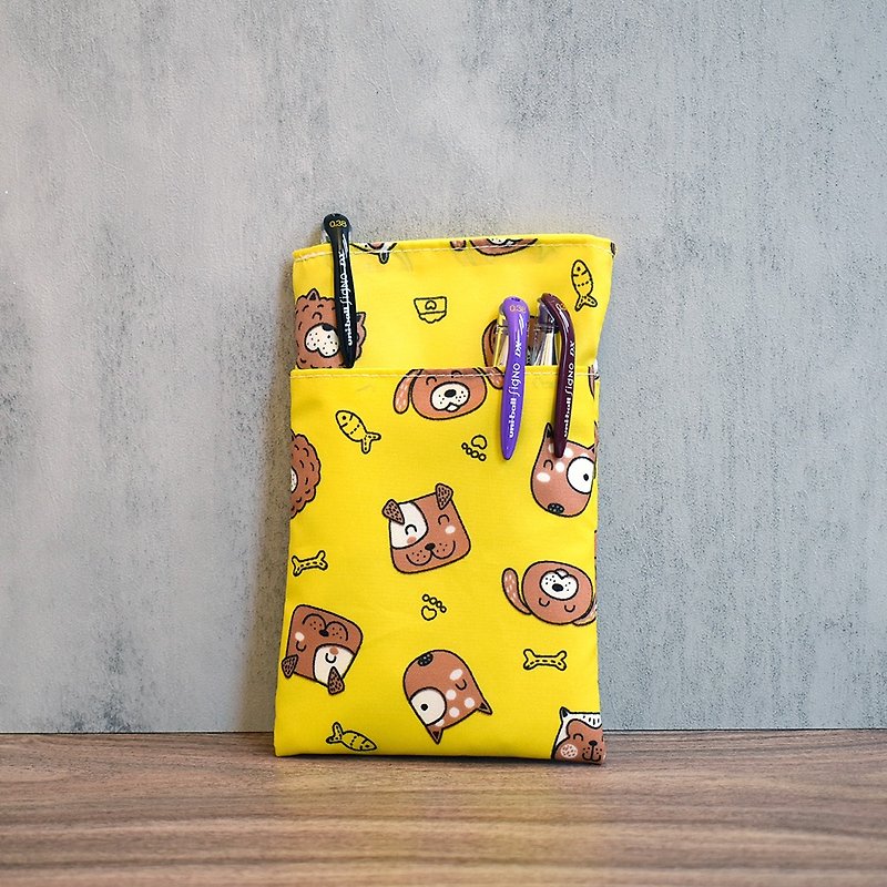 Three-layer pocket doctor gown pencil case_dog headshot - Pencil Cases - Nylon Yellow