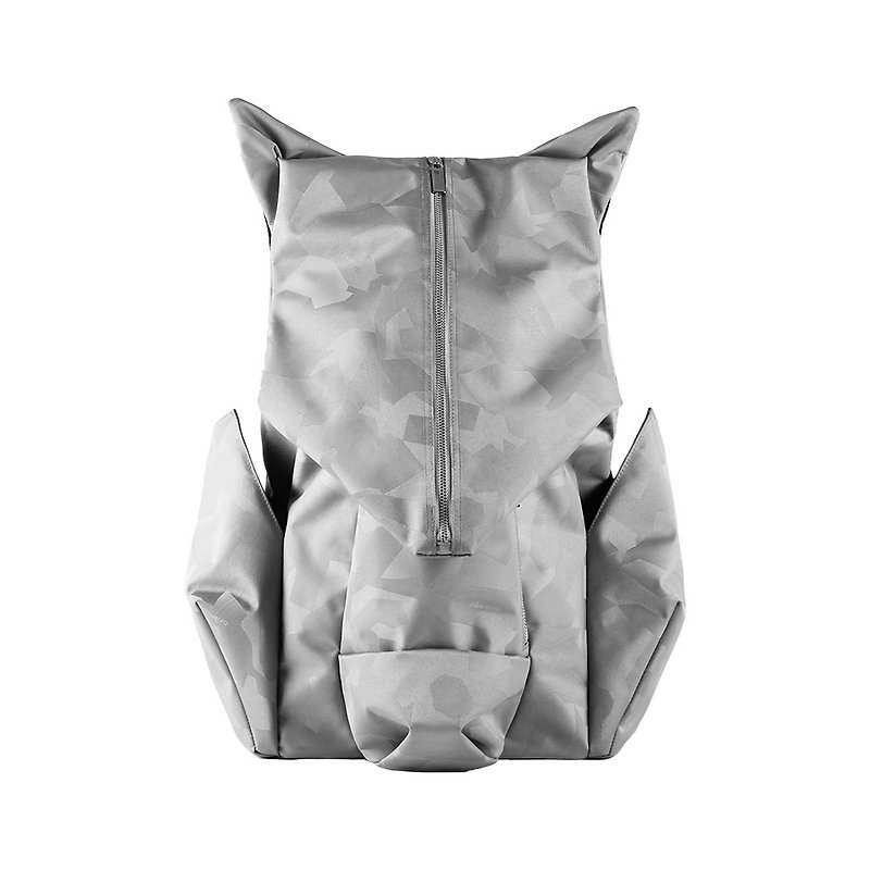 ORIBAGU Origami Silver Camouflage Wild Boar Backpack - กระเป๋าเป้สะพายหลัง - วัสดุอื่นๆ สีเงิน