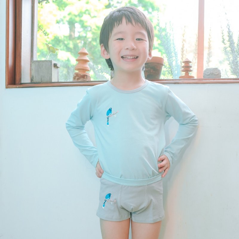 Boys' boxer briefs-Freedom-loving Taiwanese Blue Magpie - เสื้อยืด - ผ้าฝ้าย/ผ้าลินิน สีน้ำเงิน