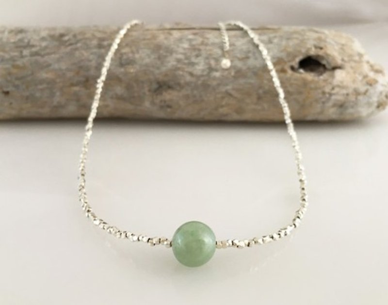 Moonlight ◇ Natural jade from Myanmar ◇ Silver Necklace 2 - Necklaces - Other Metals 