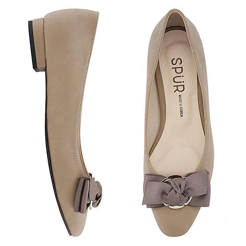 SPUR CLASSY RING RIBBON FLATS MF7010 BEIGE - Women's Casual Shoes - Faux Leather 