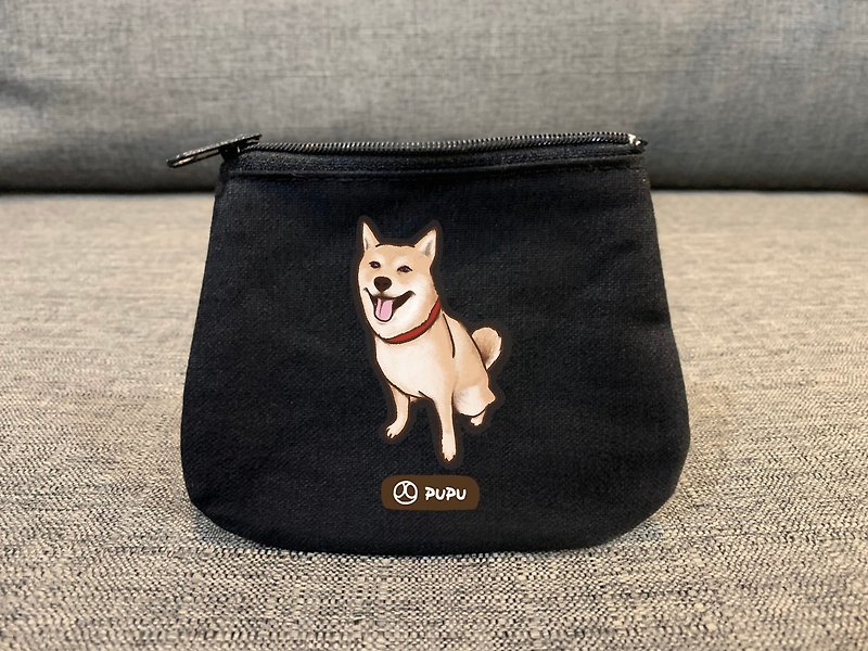 Shiba Inu sitting--and wallets--in Taiwan cotton Linen- zip - card bill - environmental protection - fly Planet - Coin Purses - Cotton & Hemp Brown