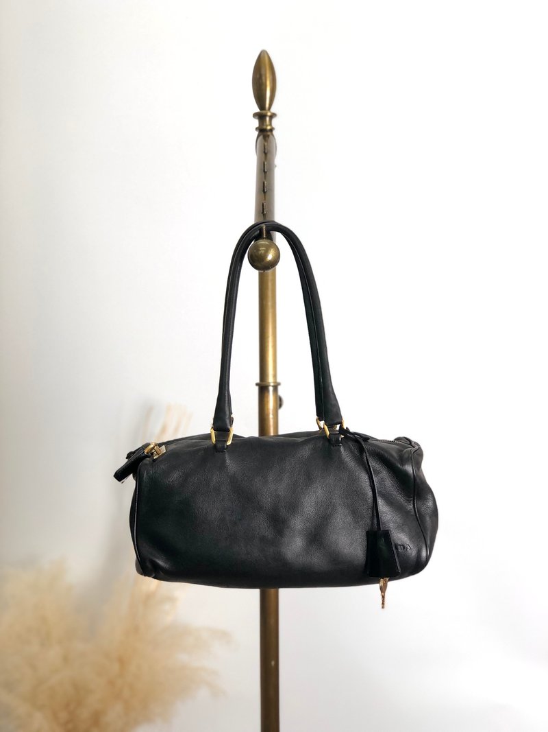 【 日本直送　名牌中古包 】PRADA プラダ ハンドバッグ ブラック カデナ レザー ミニボストン vintage ヴィンテージ オールド k84sjm - 手提包/手提袋 - 真皮 黑色