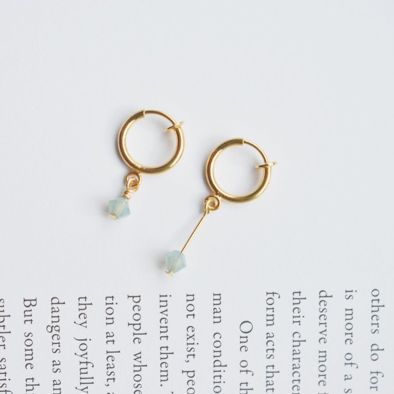 ZHU. Handmade earrings | Jane (Austrian crystal / ear clip / Mother's Day gift) - ต่างหู - โลหะ 