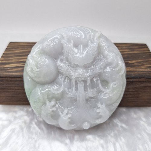 緣圓翡翠 緬料鐲心紫羅蘭飄花龍牌 牌件 | 天然緬甸玉A貨翡翠