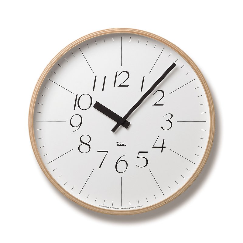 Lemnos Riki Clock Thin Optimus - นาฬิกา - ไม้ สีกากี
