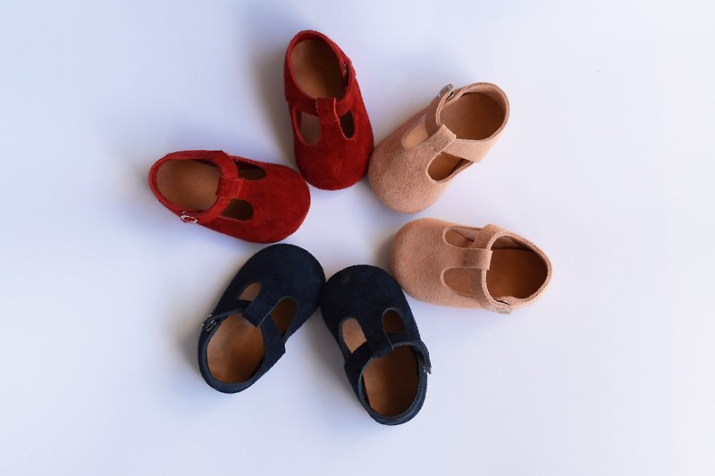 Navy Blue Suede Baby Mary Jane, T-Strap Leather Mary Jane, Baby Girl Shoes, Baby Girl Gift, Baby Shower, Handmade Baby Shoes - รองเท้าเด็ก - หนังแท้ สีน้ำเงิน