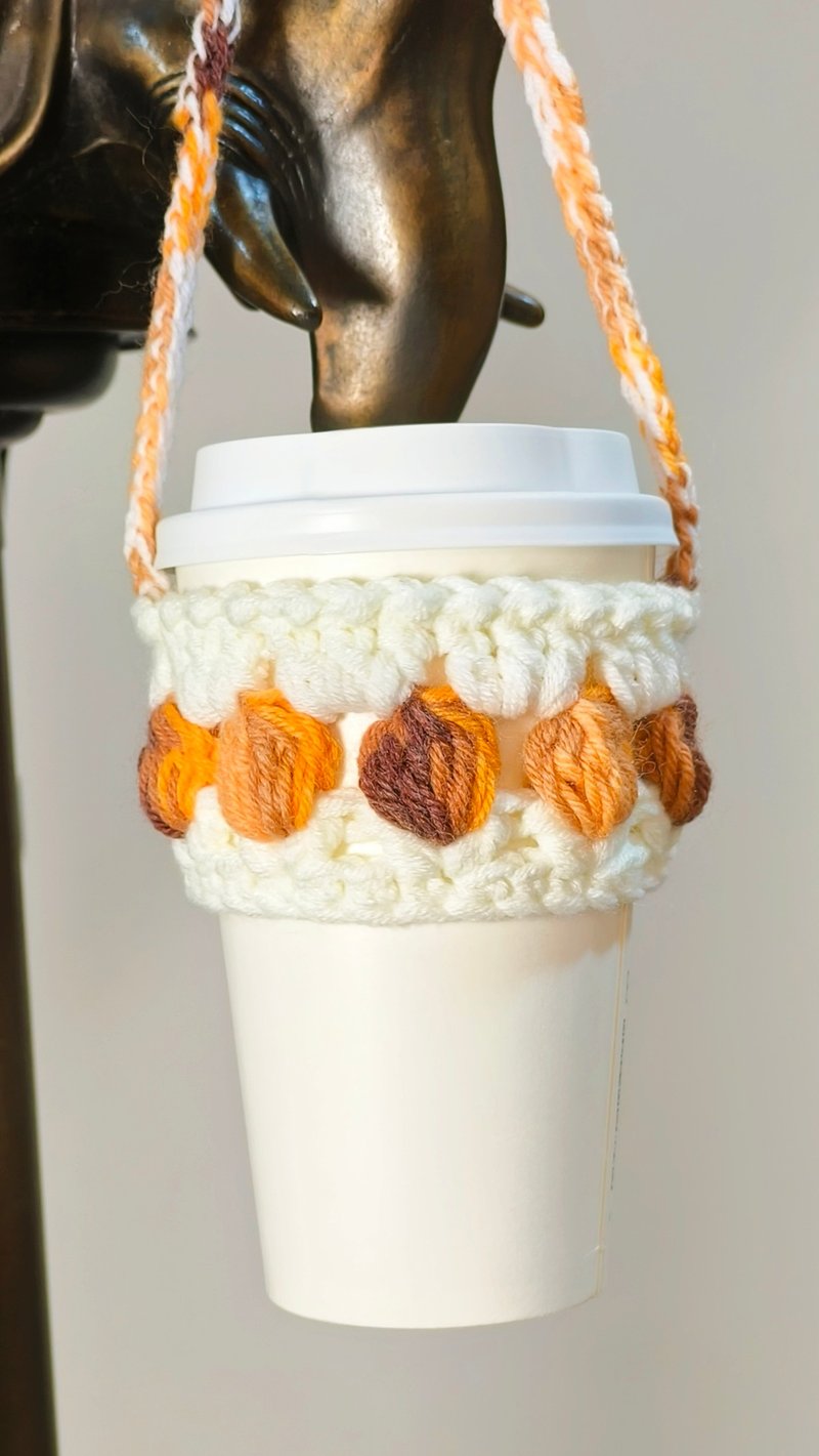 名畫段染色彩飲料杯提袋~ 我把畫布中的漸層色彩鉤進手提袋中了 - 杯套/飲料提袋 - 棉．麻 咖啡色