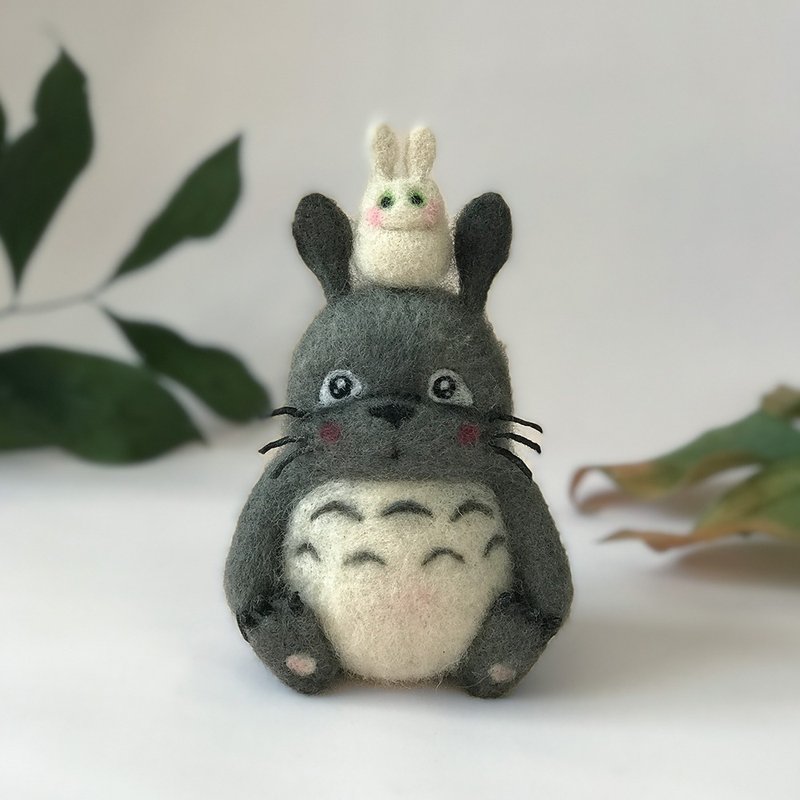 龍貓玩具  龍貓藝術娃娃。 感覺到龍貓。 龍貓禮物 - 寶寶/兒童玩具/玩偶 - 羊毛 銀色