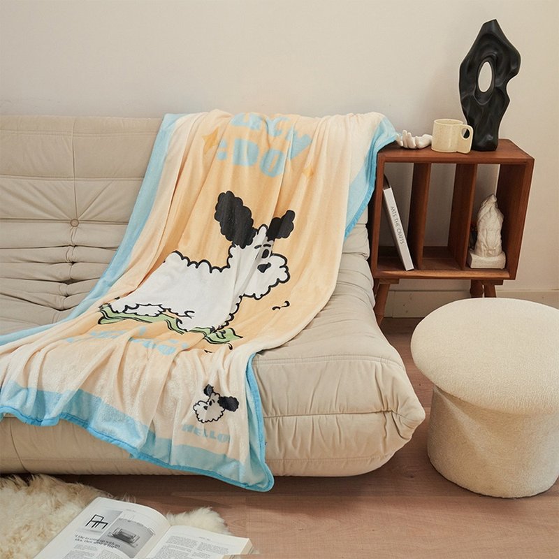 Creamy yellow poodle nap blanket girl soft leisure sofa cover blanket summer flannel office nap blanket - ผ้าห่ม - วัสดุอื่นๆ 