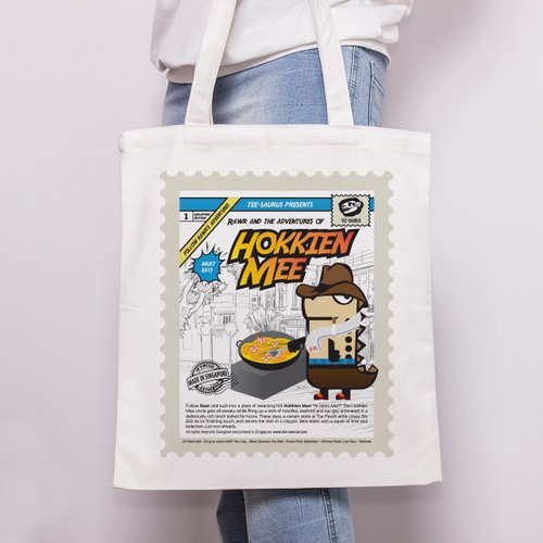 Tee-Saurus Tee-Saurus Happy Totes - Singapore Hokkien Prawn Mee Cotton Tote Bag