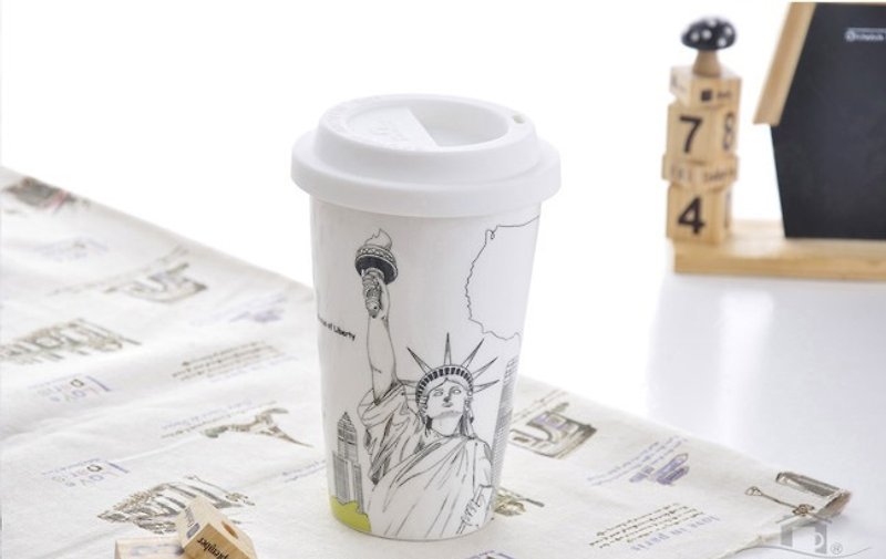 JB Design I'm not a paper cup~Urban style series American Statue of Liberty - แก้วมัค/แก้วกาแฟ - เครื่องลายคราม 